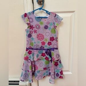 Floral Kids Dress in Purple and Pink